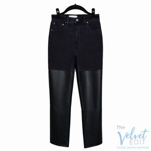 NWOT Abercrombie & Fitch Straight Leg High-Rise Jeans | Faux Leather Panels